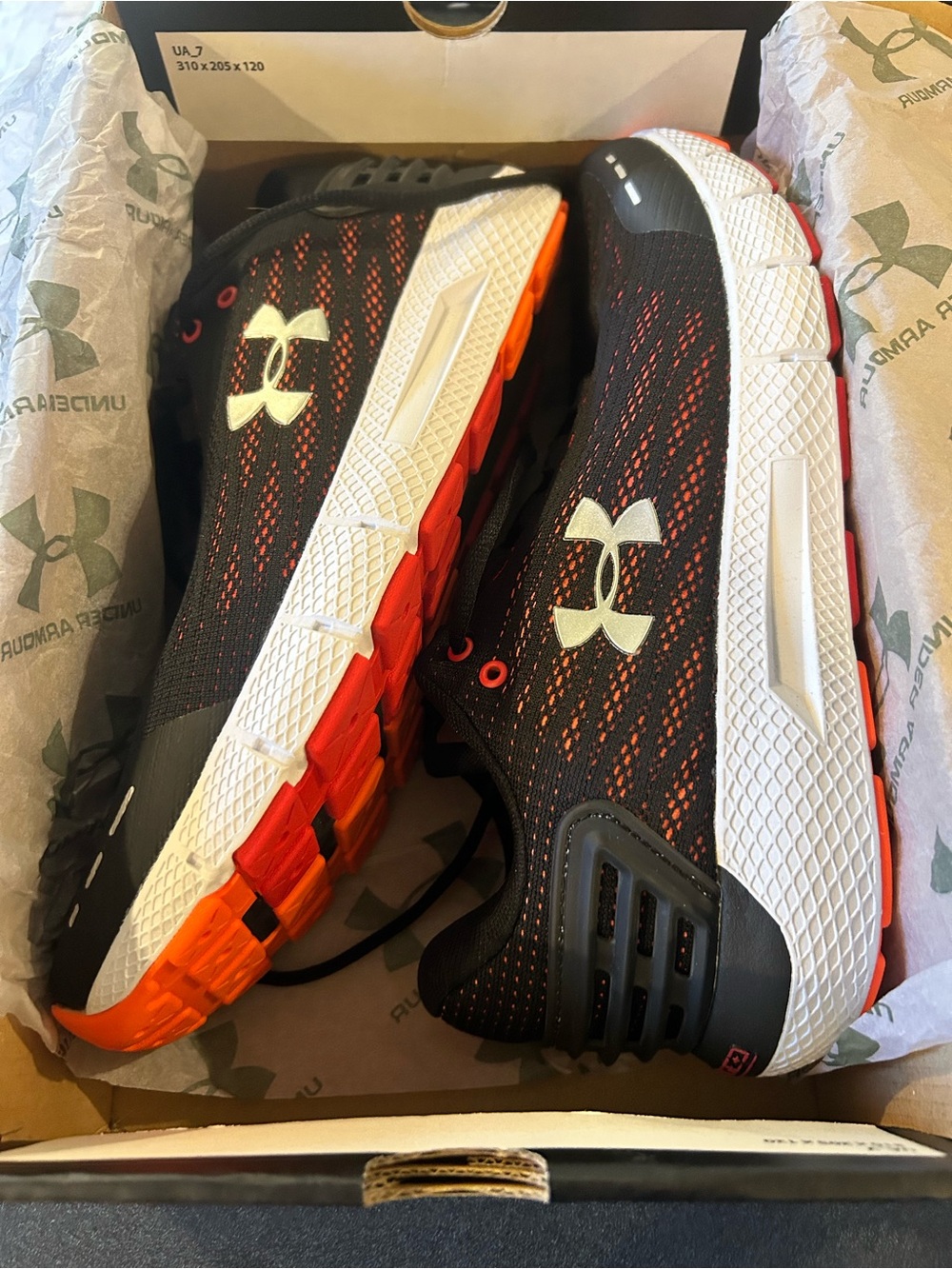 Under Armour Men’s Running Shoes - Black with Orange Accents size 10